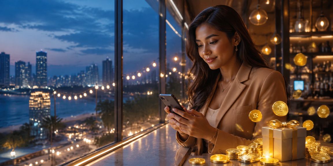 Pengguna mengakses kasino mobile sambil minum kopi di kafe modern Indonesia