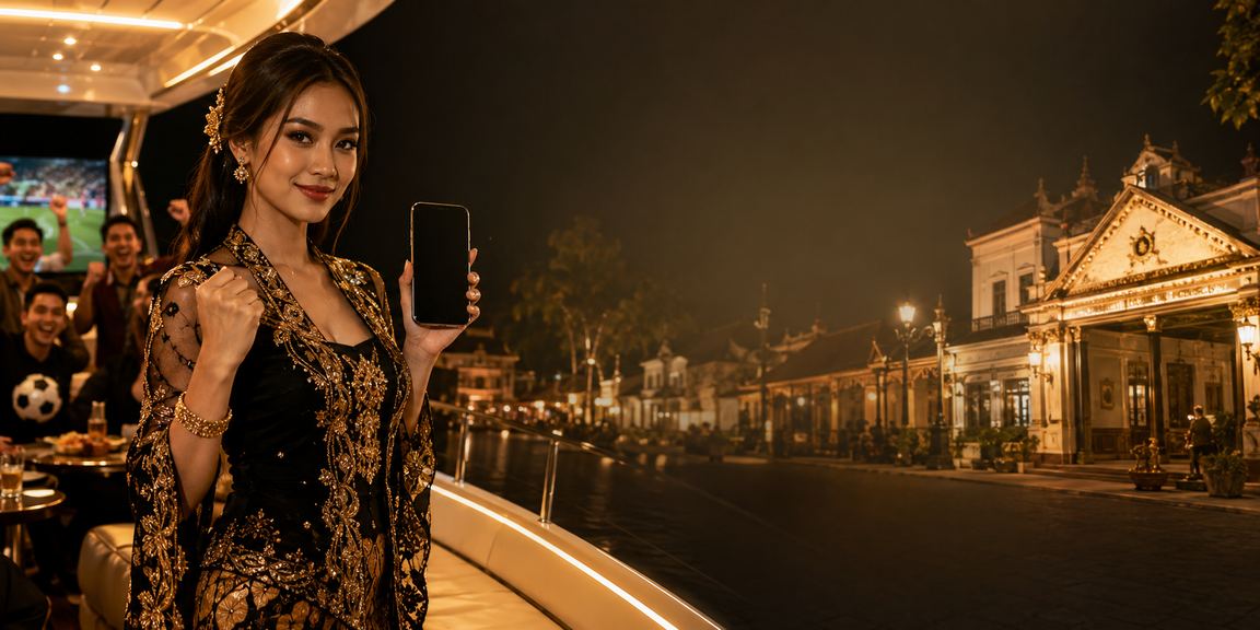 Model perempuan memeriksa hasil lotre dan permainan online melalui ponsel